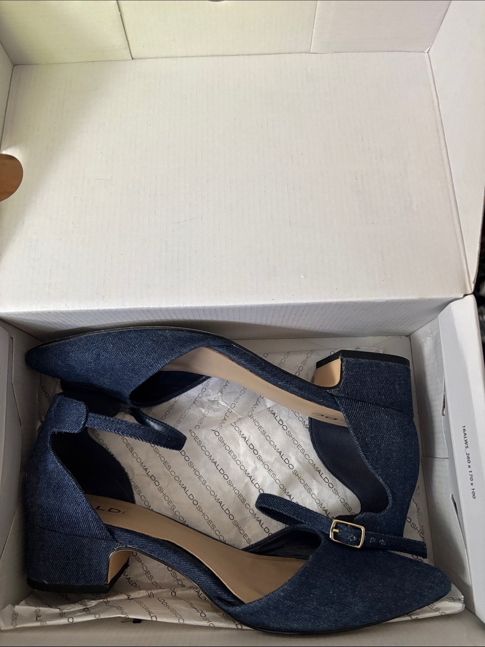 ALDO Denim Blue Women's Block Heel Mary Jane Pumps Size 6.5